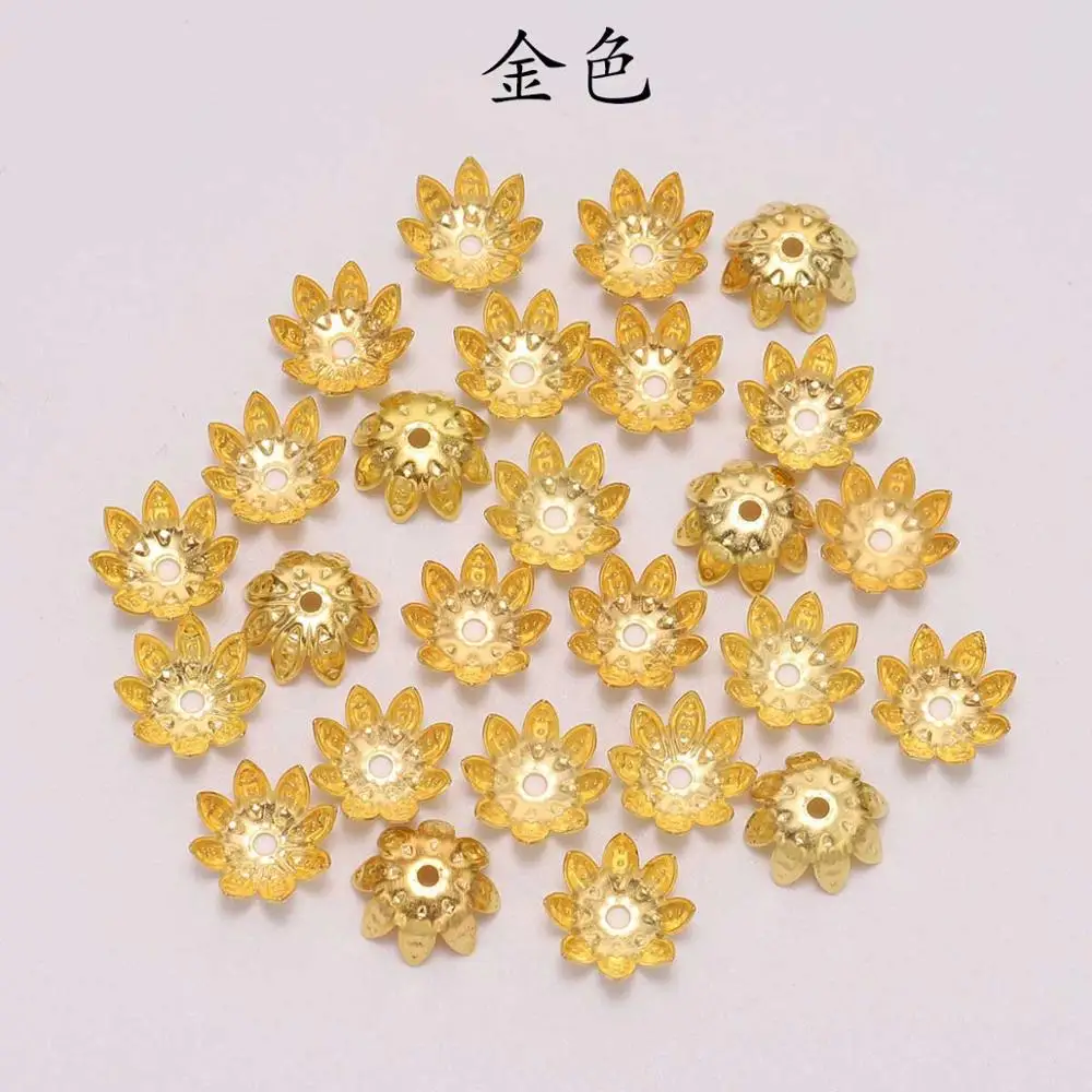 Yanqi 100 шт./лот, 8 мм, 10 мм, серебристые, позолоченные лепестки цветов, бусины-подвески для самостоятельного изготовления ювелирных изделий