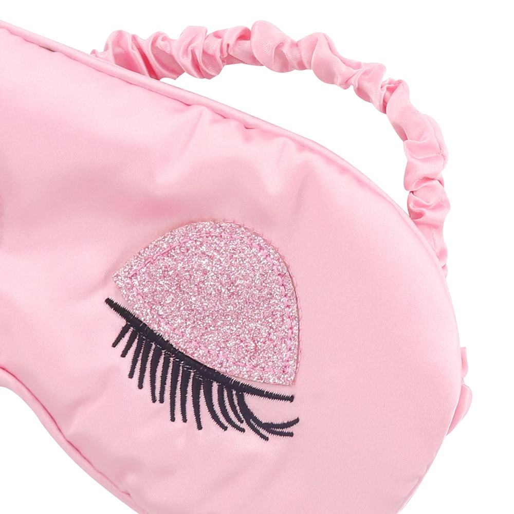 Exvuoto maschera per gli occhi in seta gioco di ruolo benda rosa coperture imbottite per ombretti viaggi Relax aiuti ricamo ciglia erotiche sonno copertura per gli occhi