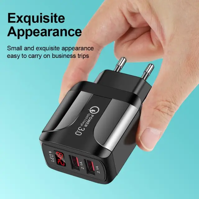 2.4A USB Plug Travel Charger 2 Port Fast Multiple Charger With Interchangeable Multi