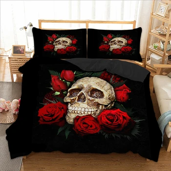 

Soft and Comfortable Bedding Textile Suite Quilt Cover Pillow Sets 3D Skullcandy Two/Three Sets of Single/Double Color Choices