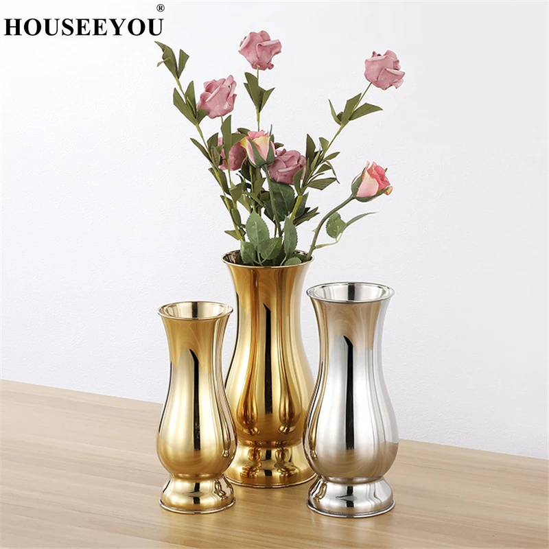 Modern Fashion Silver Gold Plating Tabletop Vases Ornaments Crafts