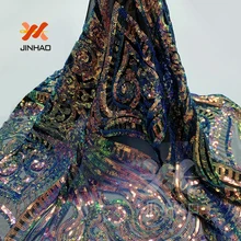 10 ярд красочные африканские цветы ткань с блестками, африканская кружевная ткань высокое качество кружева