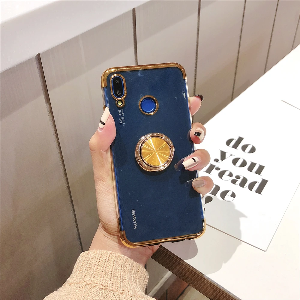 

Transparent Plating Cases on For Huawei P20 P30 Lite Pro Mate 10 20 Nova 3 3i 4 Y9 2019 Back Cover Ultra Thin Ring Holder Shell