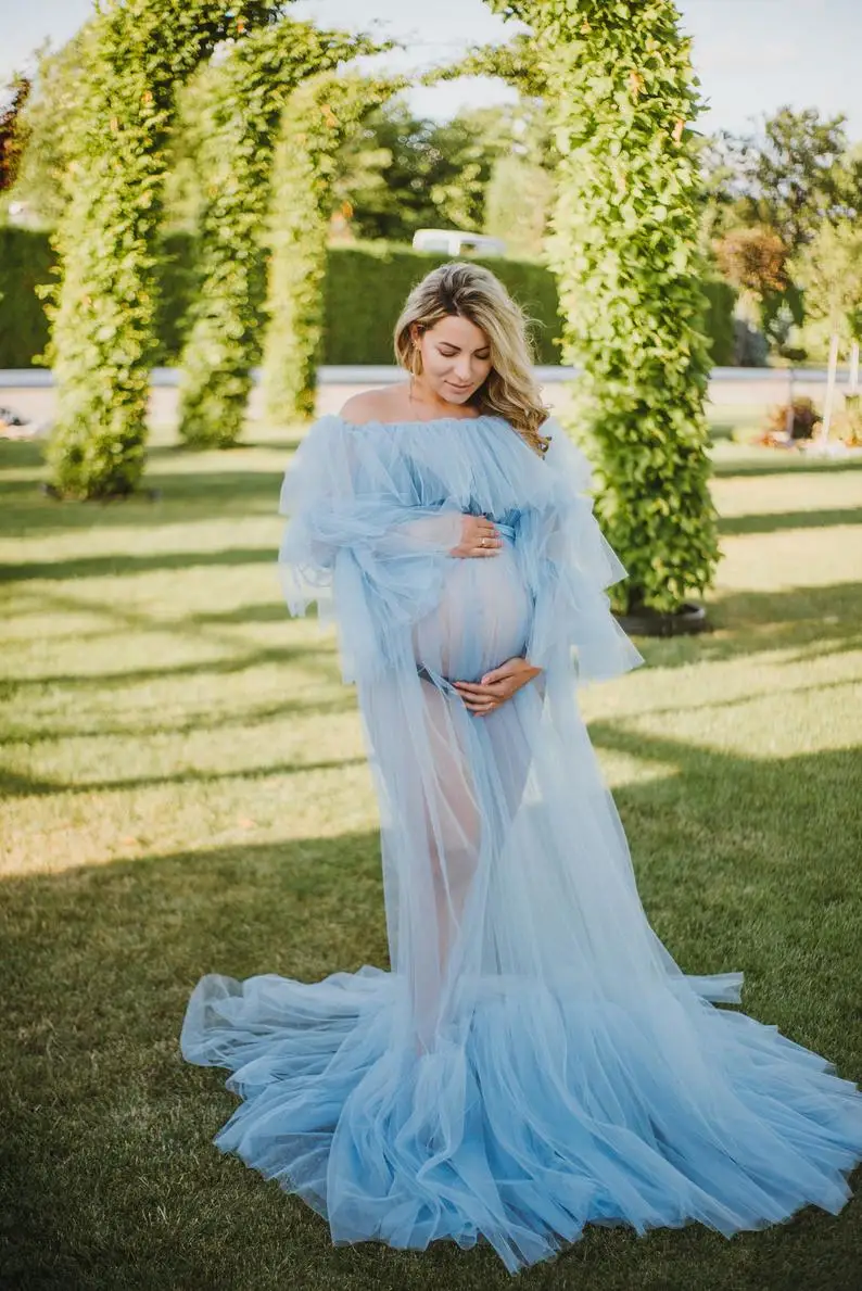 maternity light blue dress