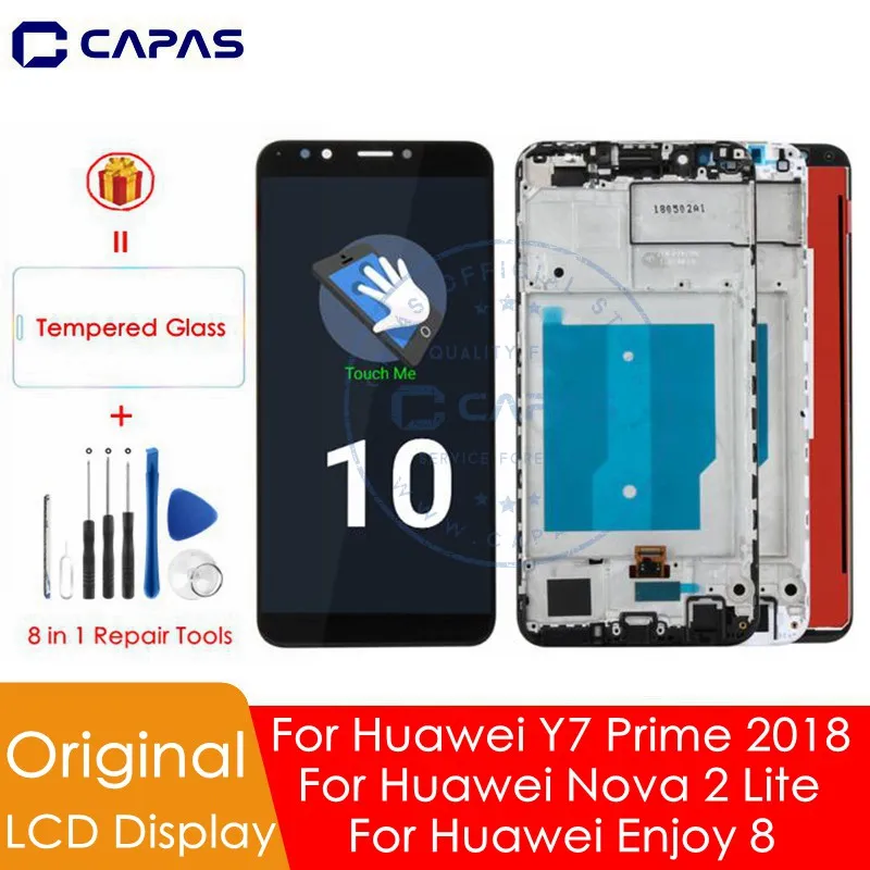

Original For Huawei Y7 Prime 2018 LCD Display + Frame 10 Touch Screen For Nova 2 Lite Enjoy 8 LCD Replacement Spare Parts