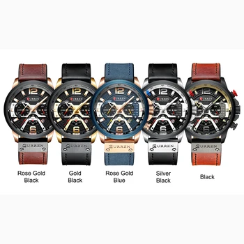 CURREN Mens Watches Top Brand Luxury Leather Sports Watch Men Fashion Chronograph Quartz Man Clock Waterproof Relogio Masculino 6