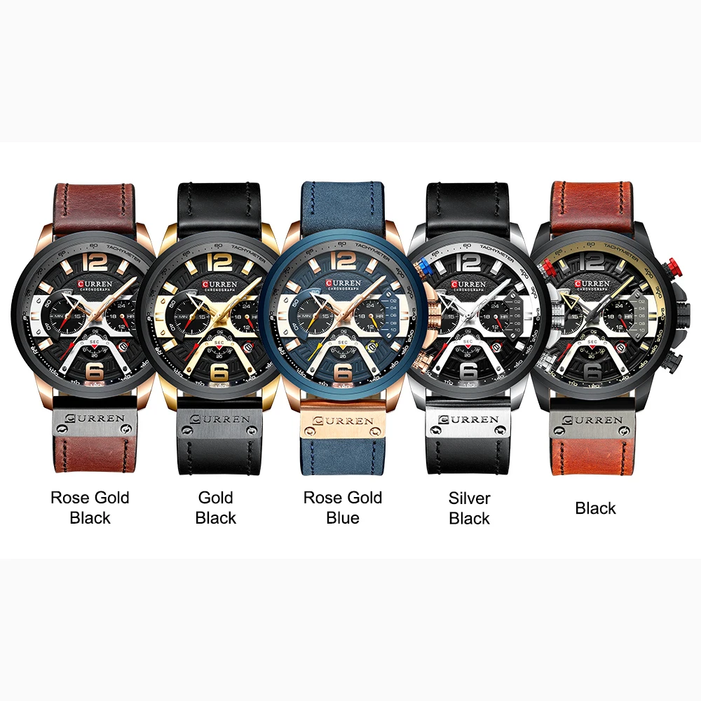 Curren Mens Watches Top Brand Luxury Leather Sports Watch Men Fashion Chronograph Quartz Man Clock-6