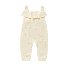 

0-3Y Baby Knitted Jumpsuit for Newborns Casual Solid Strap Rompers Playsuits Spring Autumn Cotton Kids Clothes Girls Costumes