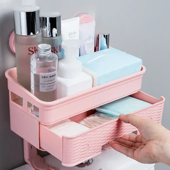 

Toilet Commode Storage Rack Double Layer Drain No Punching Bathroom Supplies Cosmetic Organizer Holder Wall Hanging Or Landing