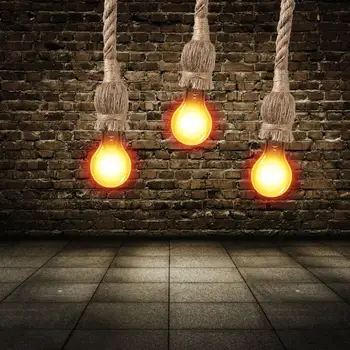 

E27 Retro Hemp Rope Knitted Rural Style Chandelier Light Fittings Accessories