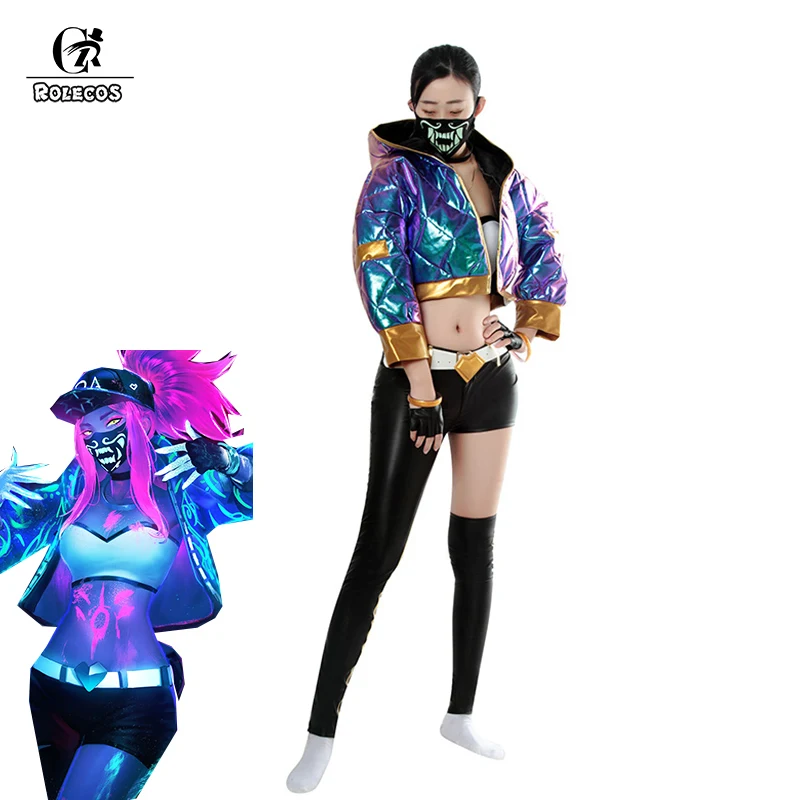 

ROLECOS Game LOL KDA Akali Cosplay Costume Akali Cosplay Coat LOL KDA Cosplay Uniform Warm Winter Costume for Women
