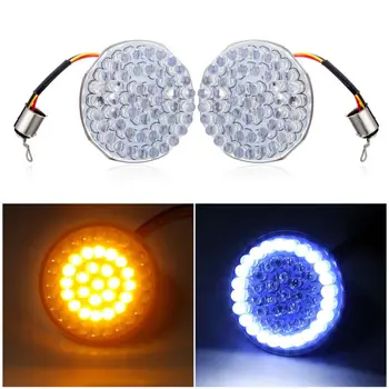 

Waterproof Turn Signal Light + Cover Motorcycle 1157 LED Bullet 2inch ABS