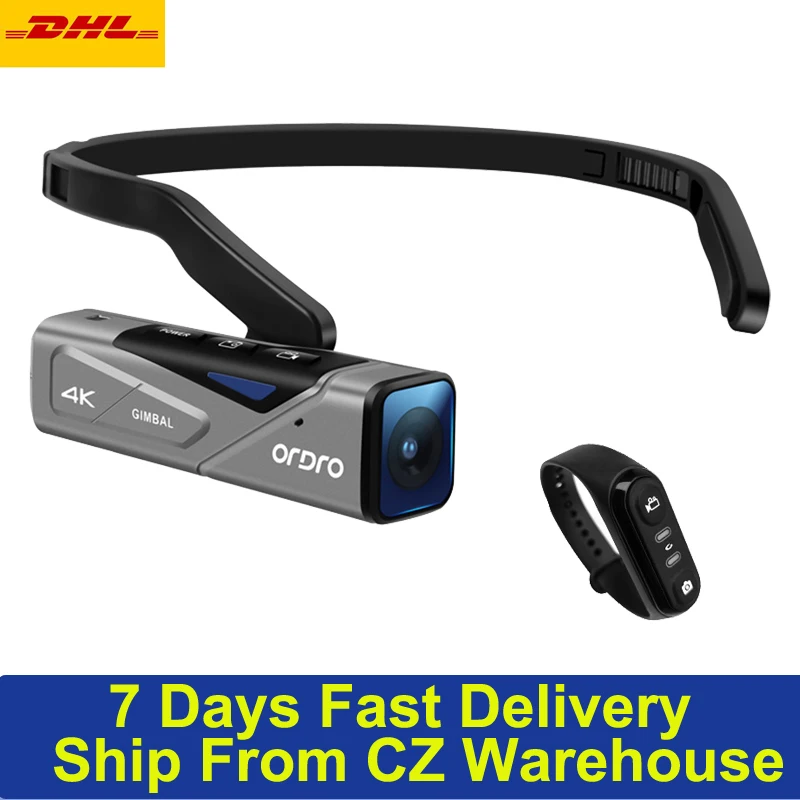 Head Wearable 4K 60fps Video Camera Hands-Free APP Control Autofocus Built-in 2-Axis Gimbal Anti-shake with Remote Control