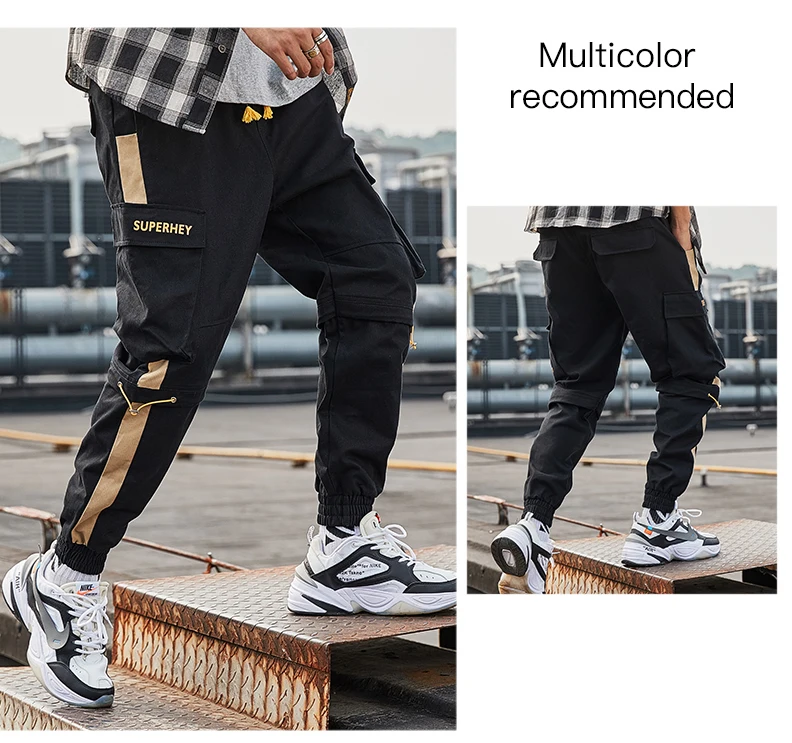 superdry cargo pants 2022 Spring Streetwear Joggers Men Orange Stripe Spliced Jeans Trousers Letter Design Jogger Mens Pants Brand Men Clothing slim fit cargo pants