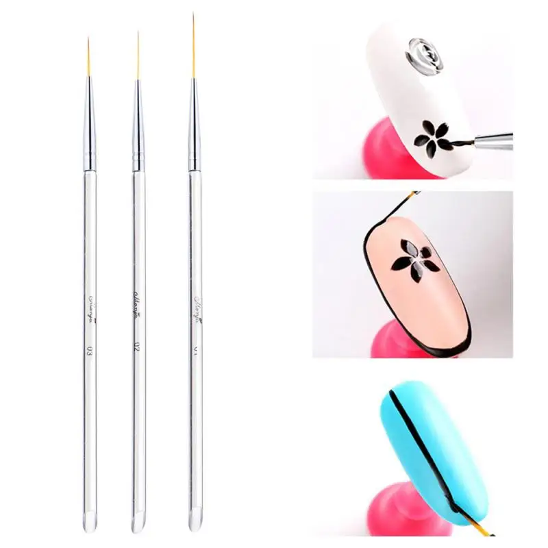 3pcs/set Nail Liner Painting Pen 3D Tips Acrylic UV Gel Brush Drawing Flower Line Grid French Design Nail Art Pen Manicure Tools