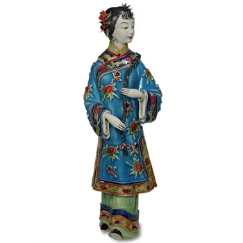 

Chinese Classical Painted Art Female Figure Statue Ceramic Antique Angels Porcelain Figurines Desktop Decoration Office R2402