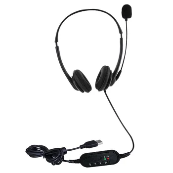 

USB Port Headset Microphone Call Centre Left Right Head Clip Ergonomic Ear Protective Noise Cancelling Volume Adjustable Office