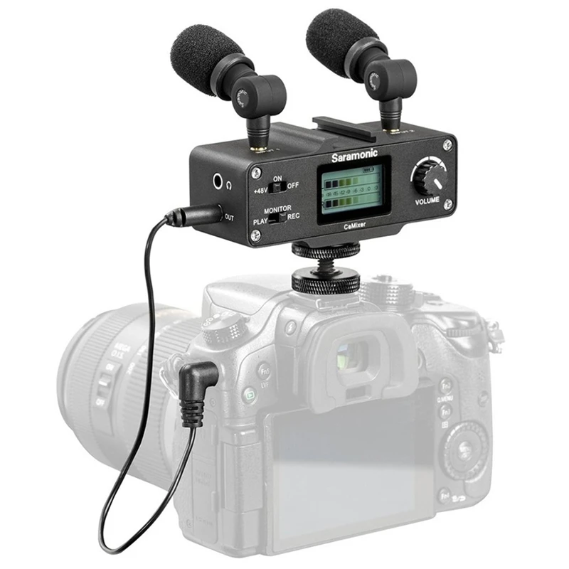 Saramonic Camixer видео микрофон двойной Стерео конденсаторный цифровой микшер 48 В Phantom power Preamp для Dslr камер и видеокамер