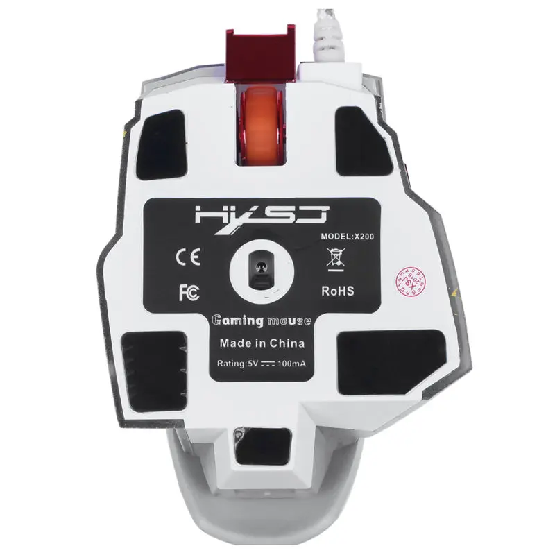 HXSJ X200 4000 dpi красочная игровая мышь 7 кнопок USB, белая