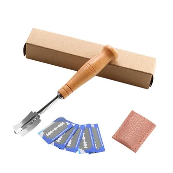 

Bread Bakers Cutter Slashing Tool Bread Dough Scoring Blade Tools Making Razor Cutter Curved Knife with Leather Protective#25