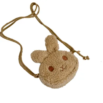 

Free shipping Girls Lovely Rabbit Cross Body Bag Purse Plush Bunny Handbag Chain Bags