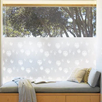 

Dandelion Pattern Glass Film Electrostatic No Glue Privacy Protection Multi-Size Heat Control UV-Proof Reusable Home Decoration