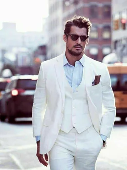 

Custom Mens 3 PCs Linen Groom Suit Formal Wedding Groomsmen Tuxedos Business Formal Suit Coat(jacket+vest+pants)