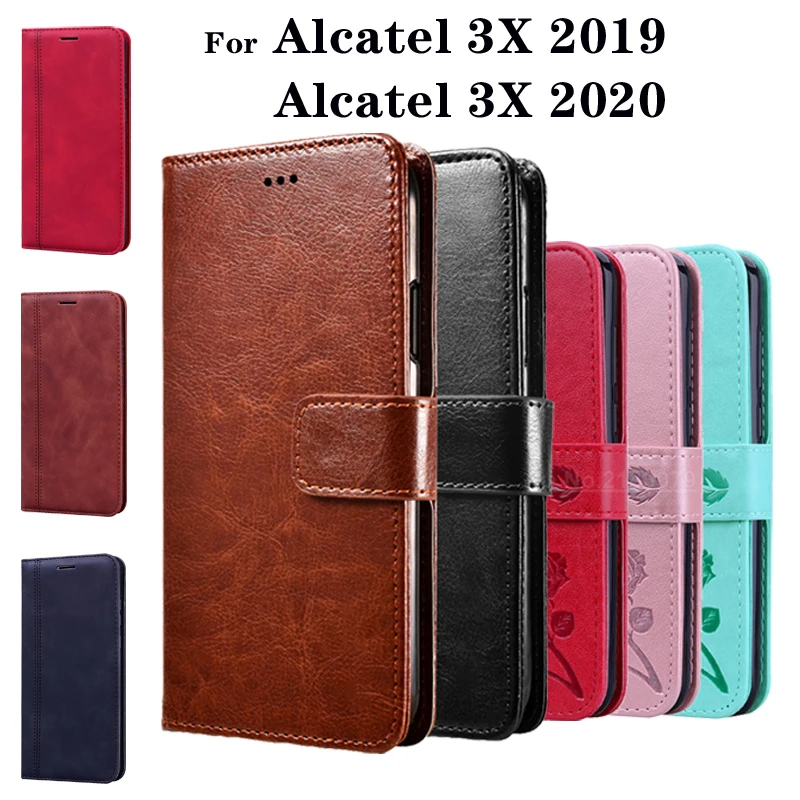 Чехол-книжка для телефона Alcatel 3X 2020 2019 Премиум PU кожаный чехол с 3D рисунком 3 X