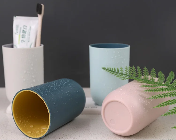 Simple Plain Color Toothbrush Cup Couples Pair Set Creative Double Color Cups Household Bathroom Washed Toothbrush Cup