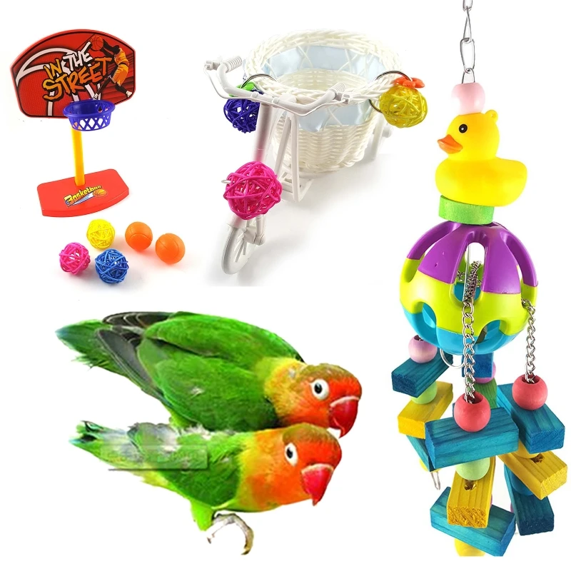 

3 Pcs Parrot Cart Nibble Shooting Bird Toy Desktop Decoration Stand Playground Training Platform Cage Decoration Bird