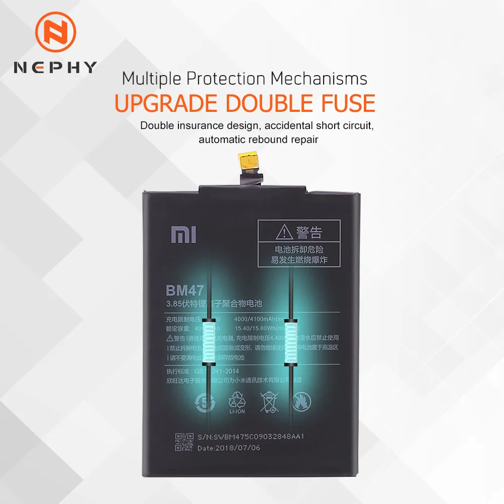 Nephy телефона Батарея BM45 BM46 BM47 BN41 BN43 для Xiaomi Redmi 3 3S 3X 4X Note 2 3 Pro 4 4X Note2 Note3 Note4 заменить Бесплатные инструменты