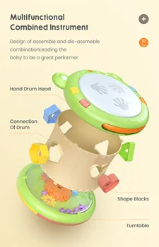 

Rabbit Mother Baby Hand Pat Round Drum Baby Educational Toy Multifunctional Three-in-one Dynamic Sound Noise Maker Children gift