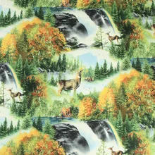 Наполовину ярдовая однотонная хлопковая ткань с рисунком оленя, дерева, пейзажа, ручная работа, сделай сам, одежда, платье, decoratio, ткань, CR-188