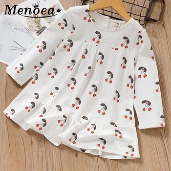 

Menoea Baby Clothes Autumn Birthday Party Pattern Cherry print Children Long Sleeve Dresses Kids Clothes Girls Princess Dress