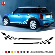 *#Best Price 2 Pcs Racing Stripes Checkered Graphics Style Side Skirt Stciker Body Decal For MINI Cooper S F55 5-door One JCW Accessories *#Best Price 2 Pcs Racing Stripes Checkered Graphics Style Side Skirt Stciker Body Decal For MINI Cooper S F55 5-door One JCW Accessories