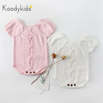 

Koodykids Spring Baby Girl Knitted Bodysuits Handmade Baby Knitted White Rompers Girls Knitting Clothes Nordic Rompers Autumn
