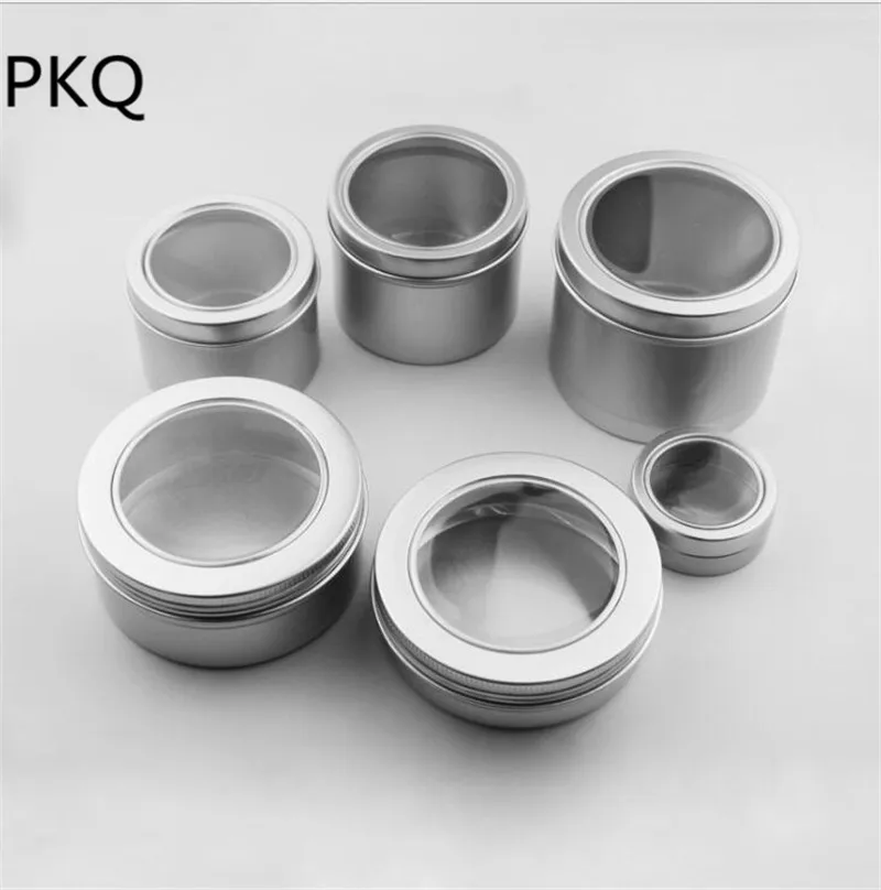 

100ml Clear window Open skylight aluminum can aluminum Storage Bottles & Jars silver aluminum cream jars aluminum tin containe