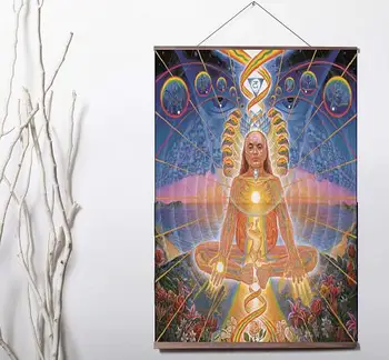

Adi Da Pyschedelic Art Canvas print poster decoration painting with solid wood hanging scroll