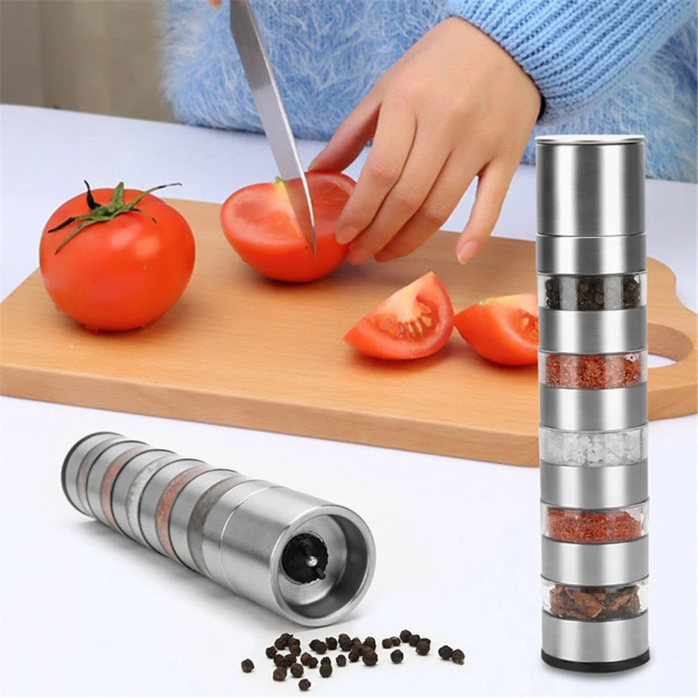 Manual Pepper Grinder Set Stainless Handheld Spice Salt Mill Grinder