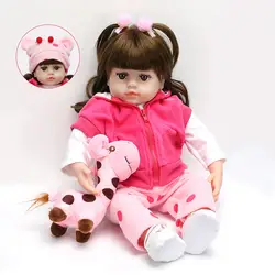 Горячая Распродажа 48 см Reborn Baby Doll игрушка Реалистичная кукла с жирафом малыш очаровательные Куклы с розовым платьем игрушки в подарок на