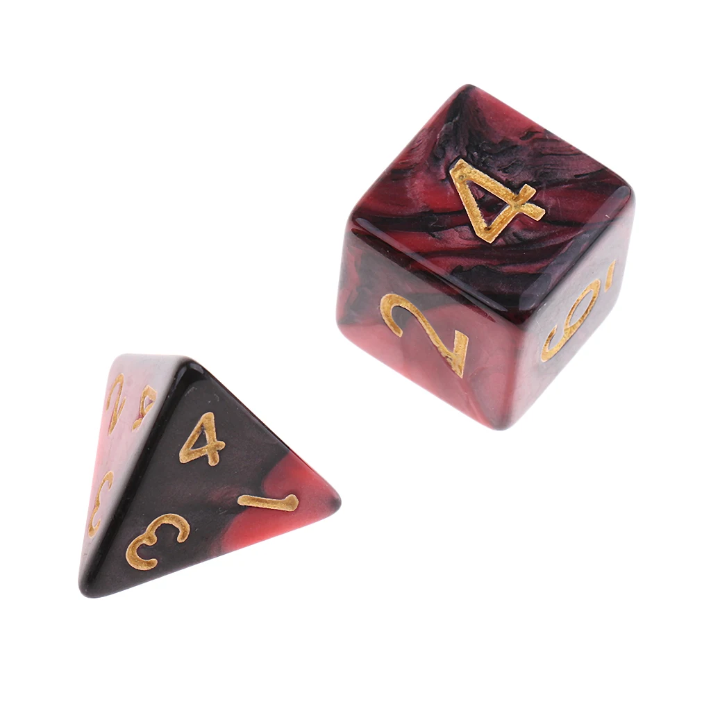 7pcs Polyhedral Dice D4 D6 D8 D10 D12 D20 Dices for Party Role Play Dungeons & Dragons Red & Black