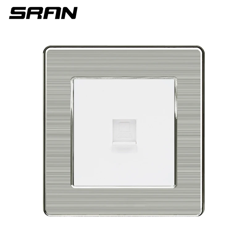 A6 White SRAN панель из нержавеющей стали компьютерная настенная розетка порт RJ45 Интернет CAT5 Сетевой разъем для передачи данных электрическая розетка дом/офис - Тип: A6 White