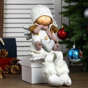 

Interior doll "Angel Mila with a heart in a white outfit, in pink mittens" 60х11х12 cm 4166971