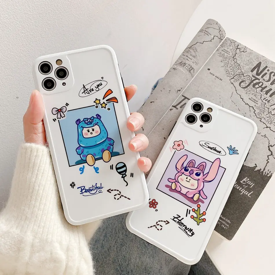 

For iPhone 11 Pro XS Max XR X Case Cute Cartoon Baby Monster Pattern Phone Case For iPhone SE 8 7 Plus Soft TPU Shockproof Cover
