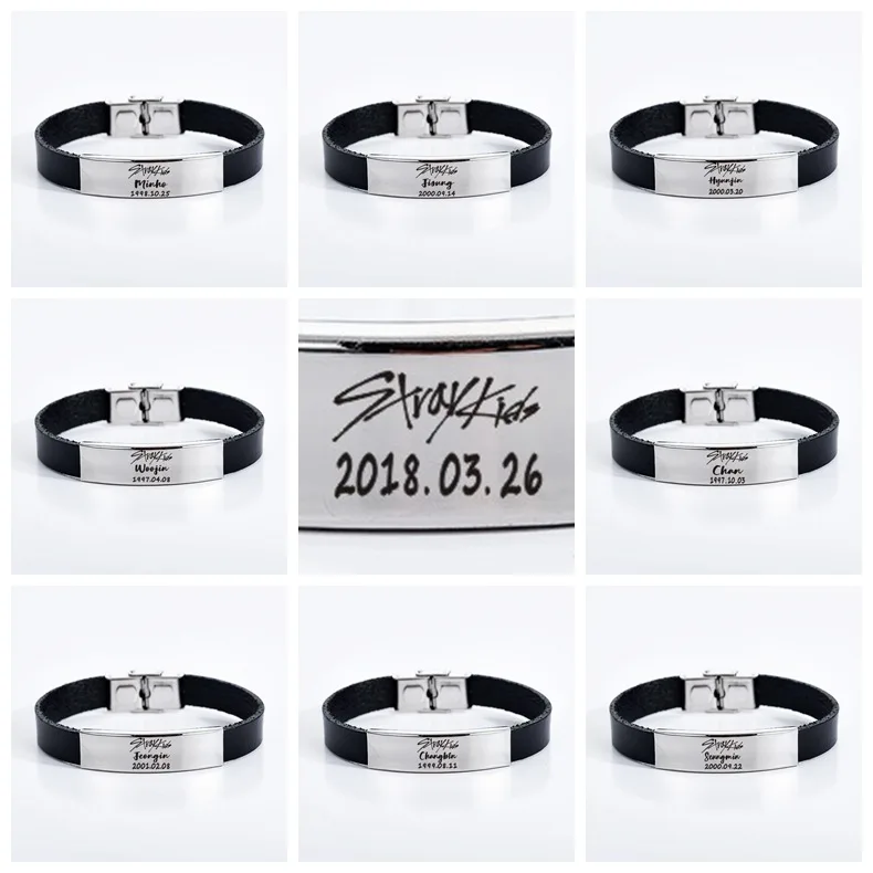 Kpop бродячий детский браслет, браслет с именем на день рождения, серия подписей, браслет из нержавеющей стали с гравировкой, новинка, корейский модный стиль