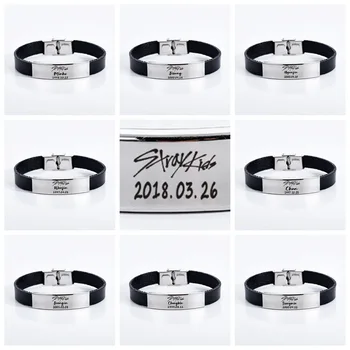 

Kpop Stray kids bracelet Bangles birthday name Signature series stainless steel engraved bracelet 2019 new korean fashion style