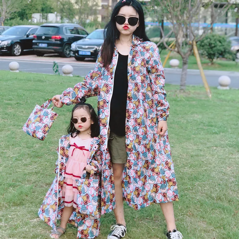 New Black Super Pacifier Raincoat with Space for Schoolbag Students CHILDREN'S Baby Men And Women Medium-small Children Parent