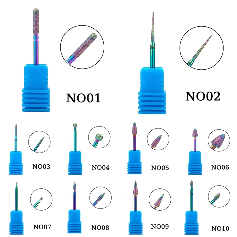 " 32 дизайн ногтей электрическое керамическое сверло карбида радуги Алмазная головка синие сверла маникюр чистящий инструмент для ногтей