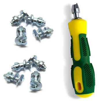 

50Pcs 15.2X9Mm Car Bicycle Motorcycle Tire Bolt Screw Snow Nail Chain Clamp Winter With Installation Sleeve Tool