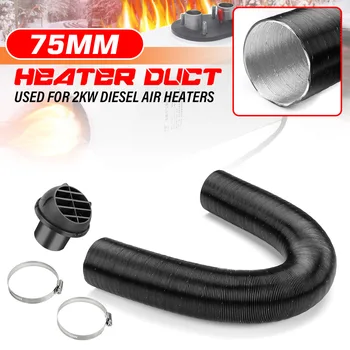 

75mm Car Heater Ducting Pipe Air Vent Outlet 50-100cm Diesel Parking Heater Hose Line W/Hose Clips For Webasto Dometic Propex